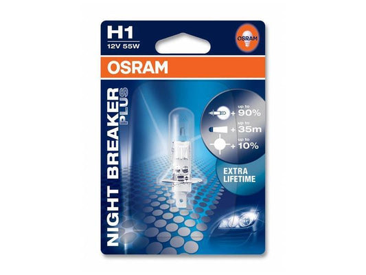 1бр. Халогенна крушка Osram H1 Night Breaker Plus 12V, 55W, P14.5s