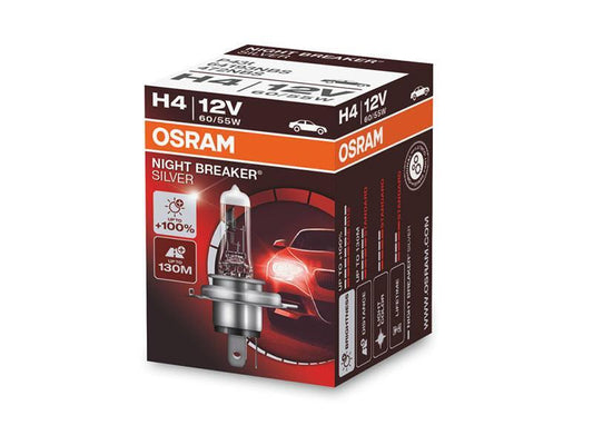 1бр. Халогенна крушка Osram H4 Night Breaker Silver 12V, 60/55W, P43t, 1650/1000lm