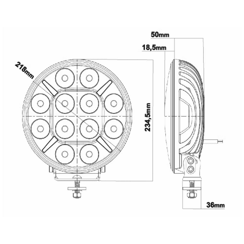1бр Кръгъл LED фар 8.6" 120W , Ø 218мм, 12/24V диоден халоген