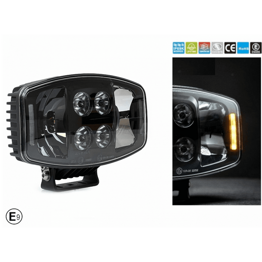 1бр LED правоъгълен фар 247мм 90W 12V/24V, бяла + жълта светлина