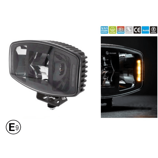 1бр LED правоъгълен фар 247мм 100W 12V/24V, бяла + жълта светлина