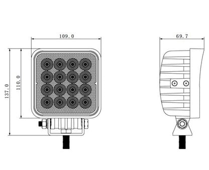 11 См Квадратен 48W Супер Мощен PRO Led Диоден Халоген Led Лампа Прожектор 12V 24V