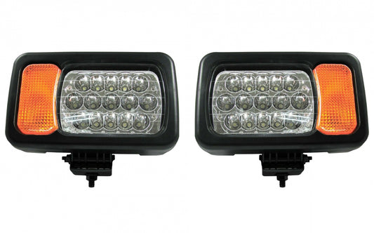 Комплект LED фарове - къси / дълги светлини, мигач, рефлектор - подходящ за трактор, комбайн, багер и др - 16 диода