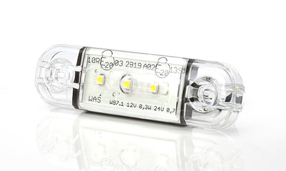 LED Светодиоден Габарит, Маркер, Токос, Бял, Е-Mark, 3 LED, 12V-24V, 8,4 см