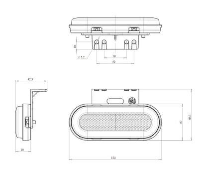 LED Светодиоден Габарит, Мигач, със Стойка, Маркер, Оранжев, Вграден Рефлектор, Е-Mark, Ефект Неон, Водоустойчив, 12V-24V
