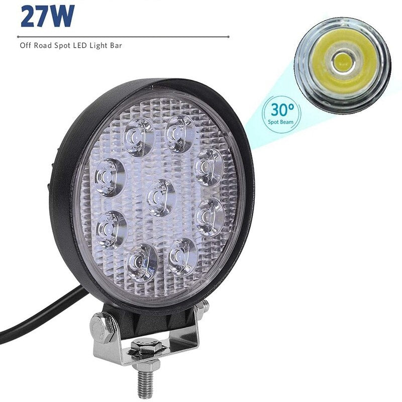 27W LED 12V 24V LED Диоден Халоген Фар Прожектор Задна Светлина Диодна Kръгла Лампа