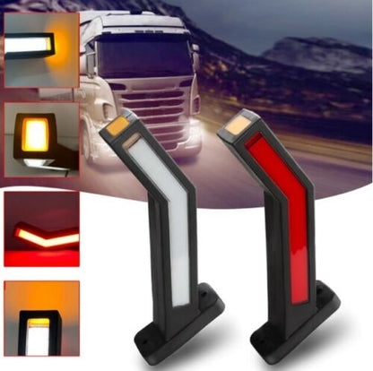 Комплект LED Габарити, Светлини Тип Рогче, Странични, Неон Ефект, Бягащ Режим, за Камион, Ремарке 12/24V, 22 см