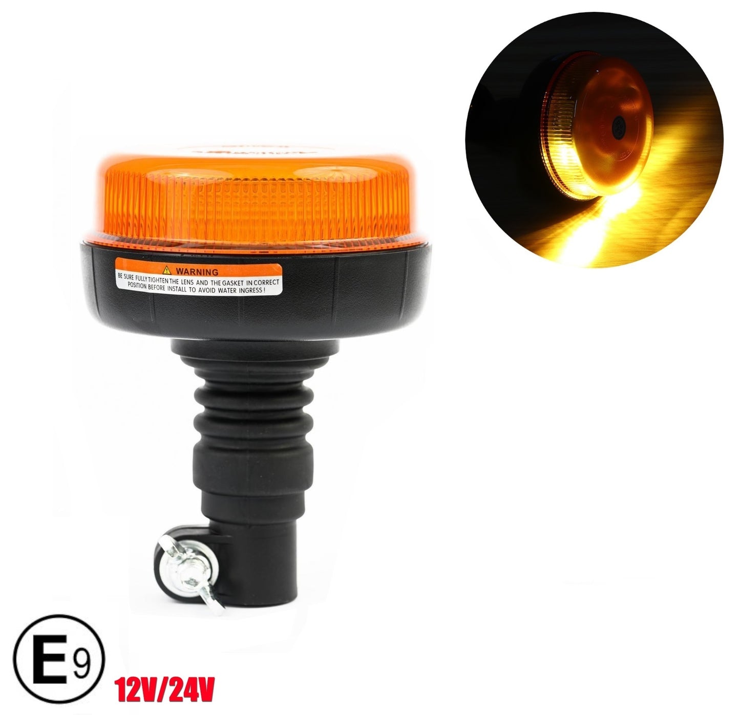 LED  Диодна Аварийна Сигнална Лампа Маяк Буркан 12/24V , Блиц, Slim, E-Mark, 12 Диода
