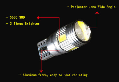 Led Крушки За Габарит, Т10 W5W LED 6 SMD, Canbus, 12V, Бяла Светлина
