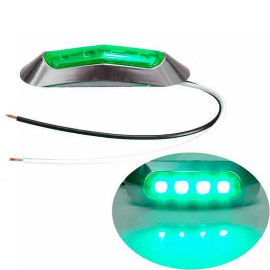 4 LED Светодиоден Габарит, Маркер, Зелен, Хромирана рамка, 24V