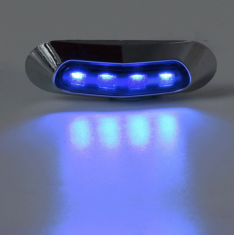 4 LED Светодиоден Габарит, Маркер, Син, Хромирана рамка, 12V