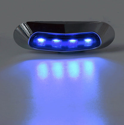 4 LED Светодиоден Габарит, Маркер, Син, Хромирана рамка, 12V