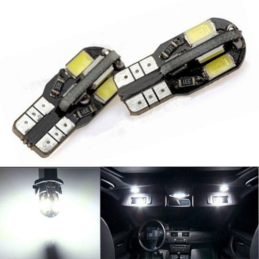 Led Крушки За Габарит, Т10 W5W LED 8 SMD 5730, Canbus, 12V, Бяла Светлина, Error free , Без грешки