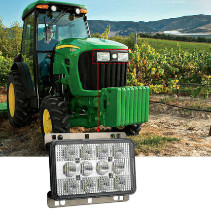 LED Диоден Халоген LED Фар - 5100lm 16.5cm 60W PRO - Късa/Дълга Светлина - John Deere с метални планки за захващане