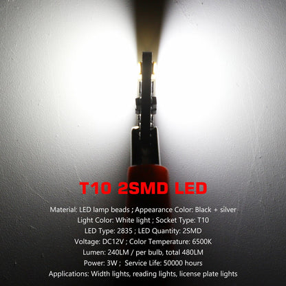Led Крушки За Габарит, Т10 W5W LED 2 SMD, 12V, Canbus, Бяла Светлина