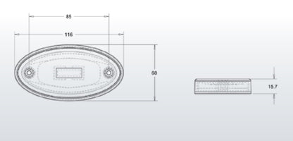 LED Светодиоден Габарит, 116mm x 60mm, Оранжев, Жълт, Неон Ефект, Три Функции,12V-24V
