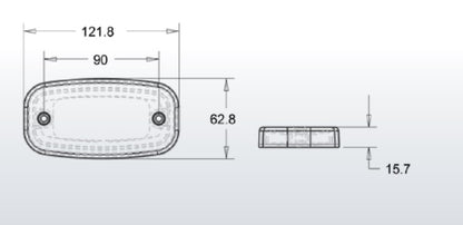 LED Светодиоден Габарит, 122mm x 63mm, Оранжев, Жълт, Неон Ефект, Три Функции,12V-24V