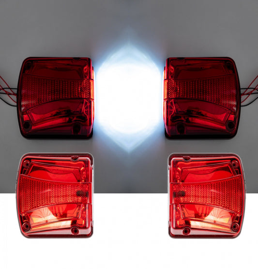 Комплект 2 в 1 - LED Oсветление Led Плафон за Регистрационен Номер и Заден Червен Габарит с Неон Ефект 12V-24V, 135 мм x 123 мм