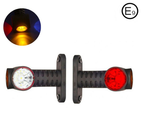 12см LED  Габарит, Рогче, 12V-24V, 3 SMD Диода, Тройна Функция, Червена, Бяла, Жълта Светлина, 3D Светлинен Ефект