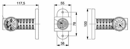 12см LED  Габарит, Рогче, 12V-24V, 3 SMD Диода, Тройна Функция, Червена, Бяла, Жълта Светлина, 3D Светлинен Ефект