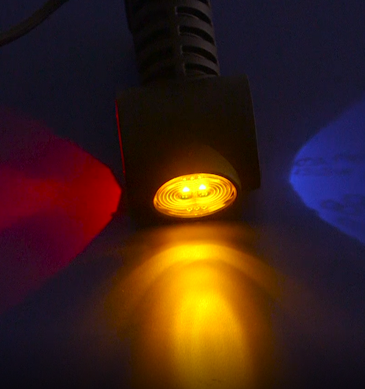 Комплект 2 броя LED  Габарит, Рогче, 12.5см, 12V-24V, 3 SMD Диода, Тройна Функция, Червена, Бяла, Жълта Светлина, 3D Светлинен Ефект