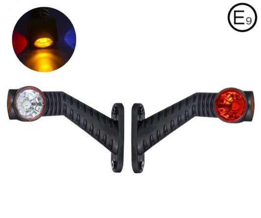 Комплект 2 броя LED  Габарит, Рогче, 17.5см, 12V-24V, 3 SMD Диода, Тройна Функция, Червена, Бяла, Жълта Светлина, 3D Светлинен Ефект