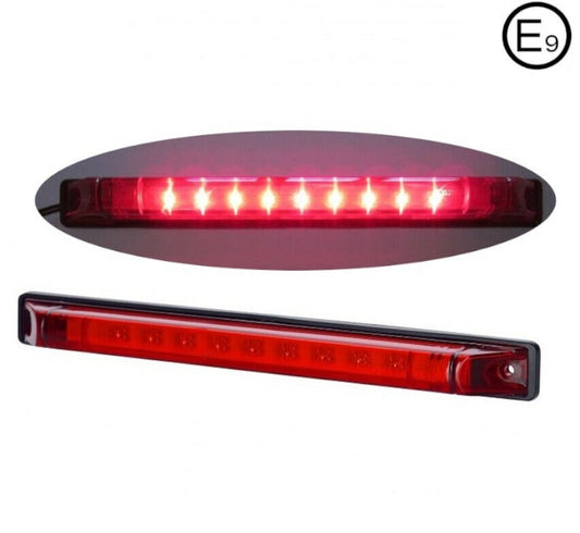 LED  Трети Стоп, Маркер, Габарит, 24см, 12V - 24V, 9 Диода,Червена Светлина, Е-Mark