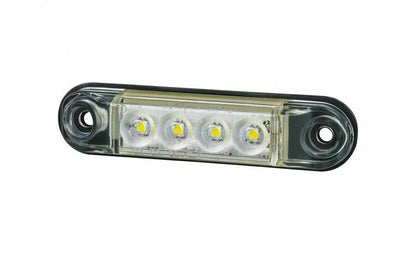 LED Светодиоден Габарит, Маркер, Токос, Бял, Овален, Е-Mark, 4 LED, 12V-24V, 8 см