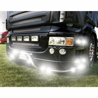 LED Светодиоден Габарит, Маркер, Токос, Бял, Овален, Е-Mark, 4 LED, 12V-24V, 8 см