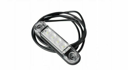 LED Светодиоден Габарит, Маркер, Токос, Бял, Овален, Е-Mark, 4 LED, 12V-24V, 8 см