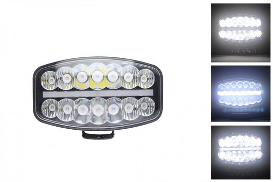 80W LED  Фар Халоген, Три Функции, Неон ефект, Neon 24,5см x 13,9см, 4100lm, 12V - 24V, E-Mark Подходящ За DAF MAN Scania Volvo и др.