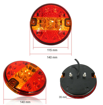 Комплект 2 Броя LED  Диоден Стоп Тип Хамбургер, Тънък Slim , Ø14cm, 12V-24V, За Камион, Ремарке, Бус , Каравана, Кемпер