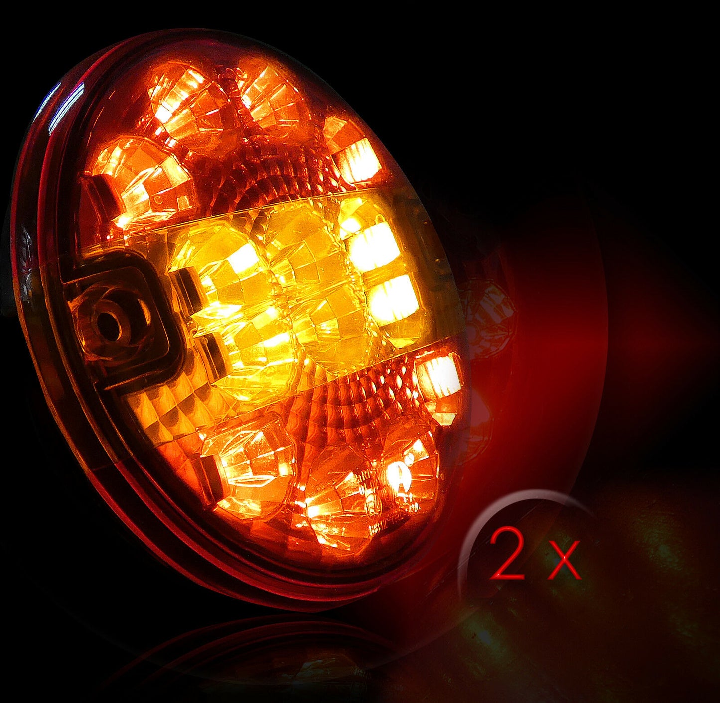 Комплект 2 Броя LED  Диоден Стоп Тип Хамбургер, Тънък Slim , Ø14cm, 12V-24V, За Камион, Ремарке, Бус , Каравана, Кемпер