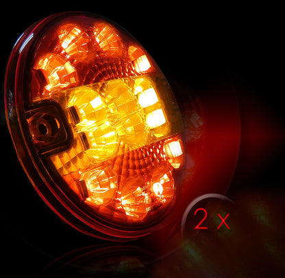 Комплект 2 Броя LED  Диоден Стоп Тип Хамбургер, Тънък Slim , Ø14cm, 12V-24V, За Камион, Ремарке, Бус , Каравана, Кемпер