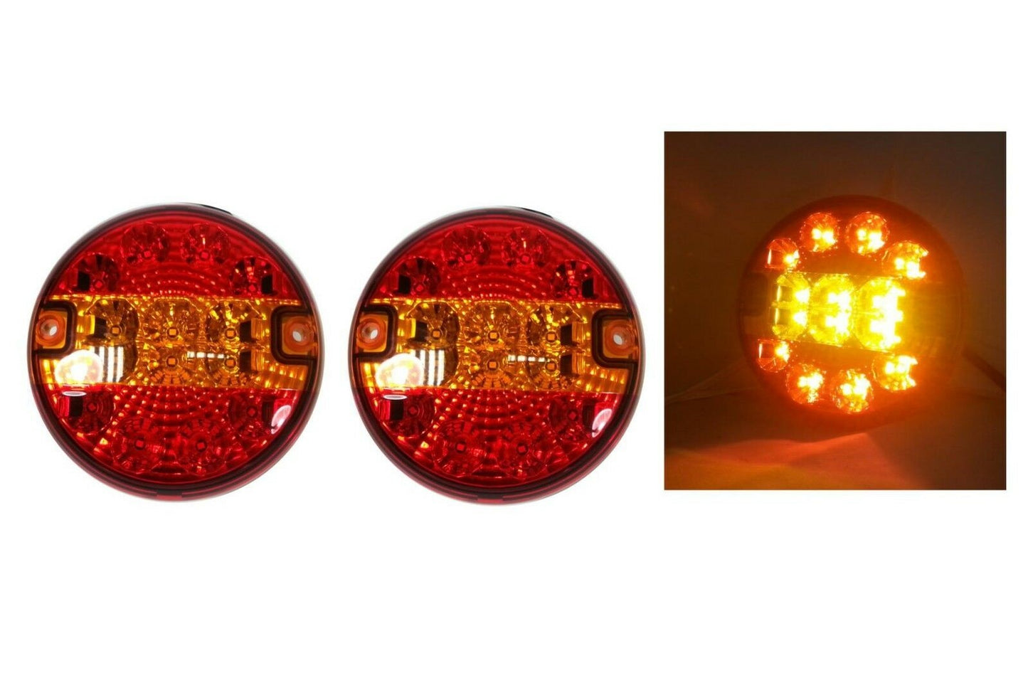 Комплект 2 Броя LED  Диоден Стоп Тип Хамбургер, Тънък Slim , Ø14cm, 12V-24V, За Камион, Ремарке, Бус , Каравана, Кемпер