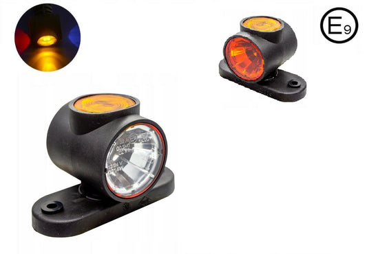 1 брой LED  Габарит Рогче12V-24V 3 SMD Диода,Тройна Функция :Червена, Бяла, Жълта Светлина, 3D Светлинен Ефект