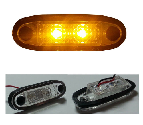 LED Светодиоден Габарит, Маркер, Токос, С Гума, Жълт Оранжев Цвят, Овален, Е-Mark, 24V, 7,5 см