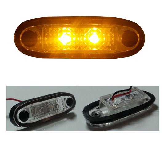 LED Светодиоден Габарит, Маркер, Токос, С Гума, Жълт Оранжев Цвят, Овален, Е-Mark, 24V, 7,5 см