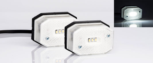2 Броя LED  Габарит с Рефлектор, Бяла Светлина, Маркер, Токос, 12V - 24V, E-Mark E9, За Каравана, Кемпер и др.