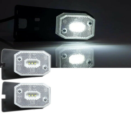 2 Броя LED  Габарит със Стойка, Рефлектор, Бяла Светлина, Маркер, Токос, 12V - 24V, E-Mark E9, За Каравана, Кемпер и др.