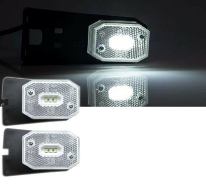 2 Броя LED  Габарит със Стойка, Рефлектор, Бяла Светлина, Маркер, Токос, 12V - 24V, E-Mark E9, За Каравана, Кемпер и др.