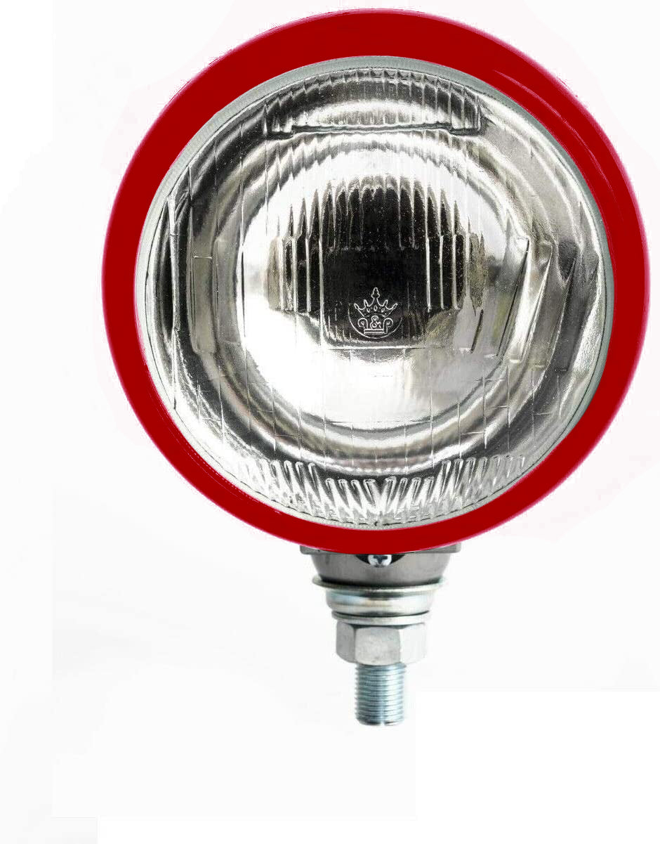 Комплект 2 Броя Фар, Халоген, Универсален, Кръгъл, Червен Корпус, Метал и Стъкло, Ø12см