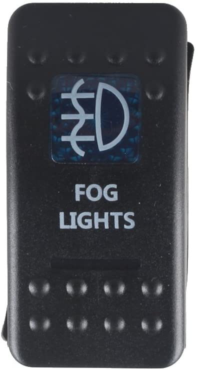 Копче, Бутон, За Вграждане, за Фарове За Мъгла, Халогени, LED  Бар, 12V - 24V, Надпис  FOG LIGHTS , Синя Светлина