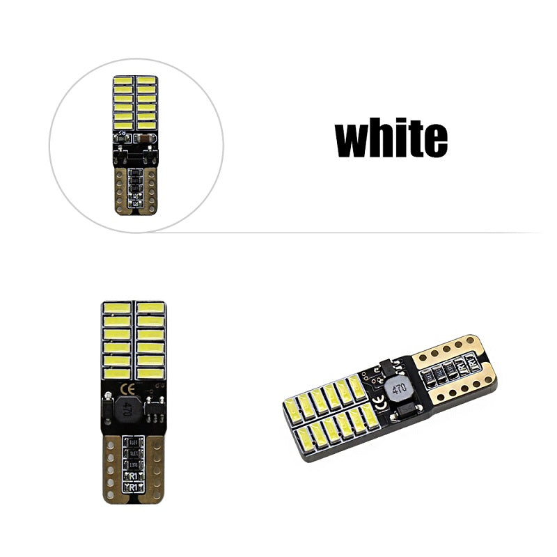 Комплект от 2 броя T10 Led крушки, W5W 4014 24SMD, 12V 24 V, бяла светлина 6000K в блистер