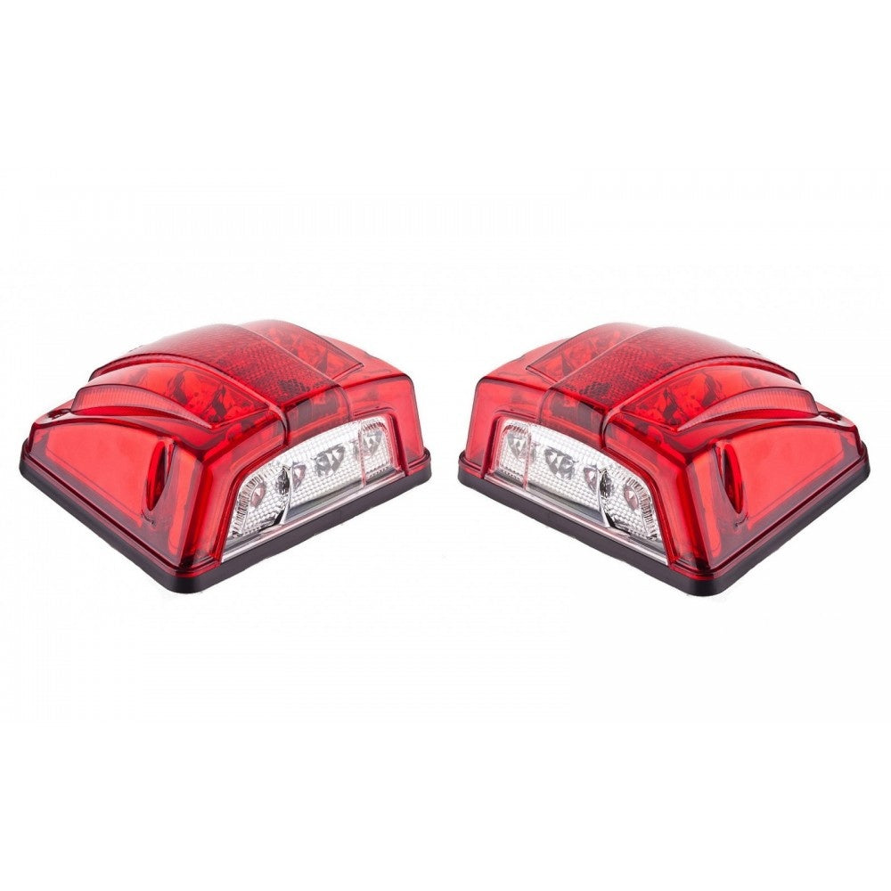 Комплект от 2 броя LED Плафон за регистрационен номер червен 12-24V за камион, ремарке, каравана, бус, трактор и др