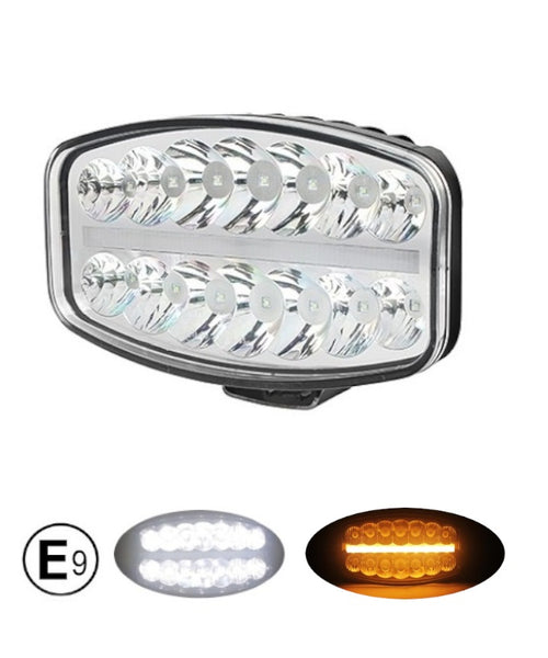 80W LED  Фар Халоген С Три Функции Неон ефект Бяло-Жълто/Оранжево Neon 24,5см x 13,9см 4100lm 12V - 24V E-Mark Подходящ За DAF MAN Scania Volvo Iveco и др.