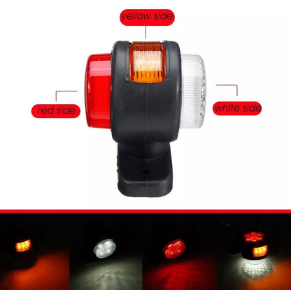 Комплект от 2 броя LED светодиодни габарити токоси рогче рогчета 24V с три светлини бяла-жълта-червена