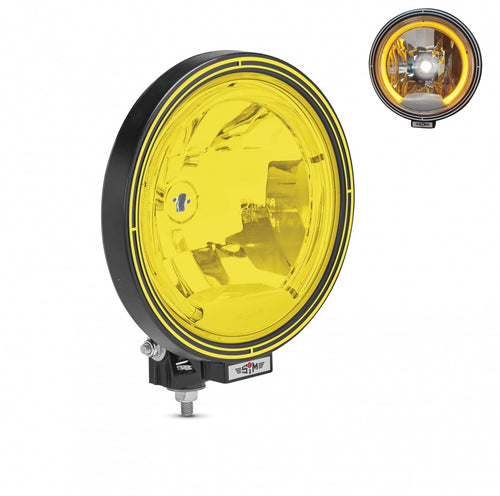 23см Кръгъл халогенен фар светлини за мъгла с насочена светлина + LED Angel Eye LED Функция Ангелски Очи 12/24V Жълта светлина Жълт