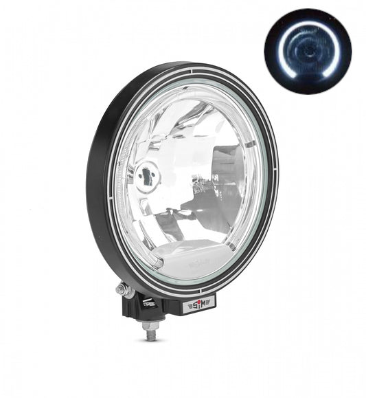 23см Кръгъл халогенен фар светлини за мъгла с насочена светлина + LED Angel Eye LED Функция Ангелски Очи 12/24V Бяла светлина Бял