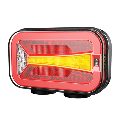 Комплект Безжични Преносими Диодни LED Стопове Wireless с Магнит Неон Neon Ефект 12-24V 165mm х 100mm x 39.5 mm за Ремарке Каравана Платформа и др.